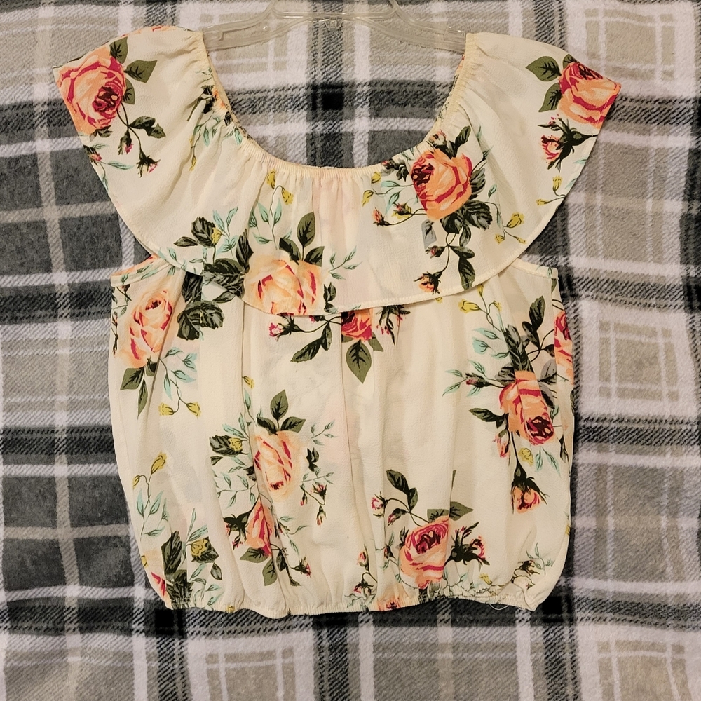 Red Lolly blouse, large, white/floral